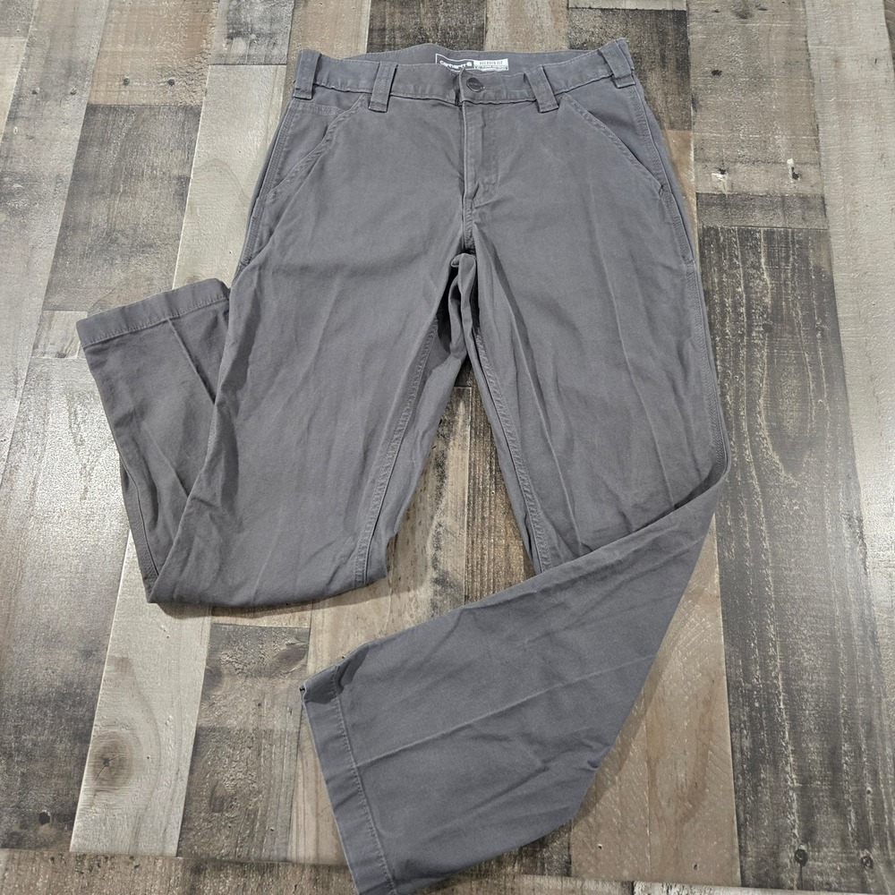 Carhartt Rugged Flex Canvas Work Pants Men's 30x30 Gray 102291 Relaxed Fit Chino